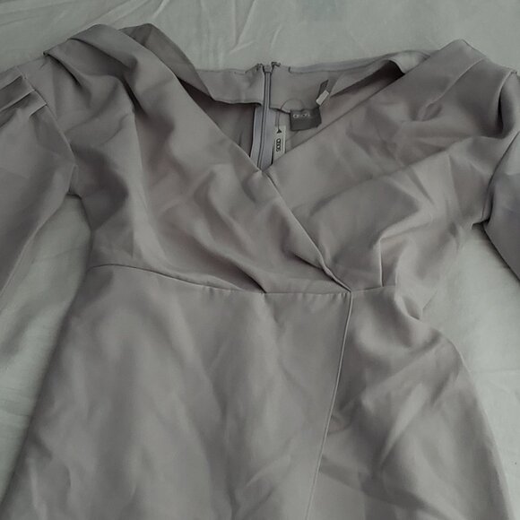 Gray Fallen Shoulder Wrap Midi Dress [ASOS] [Size 8] - Picture 4 of 5